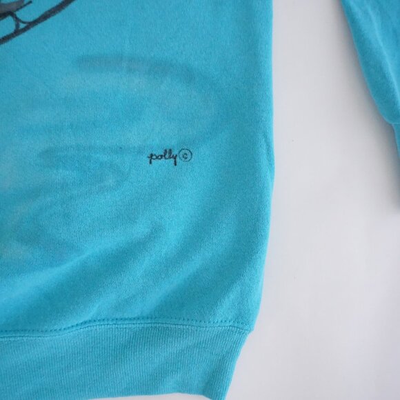 Vintage Bassett-Walker Turquoise Skiing Mouse Graphic Winter Sweatshirt L - Picture 5 of 9